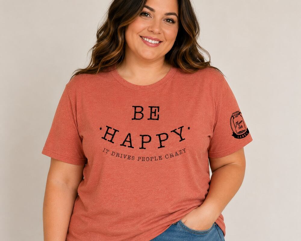 Mason Jar Label - Be Happy Graphic Tee 2XL - NWOT